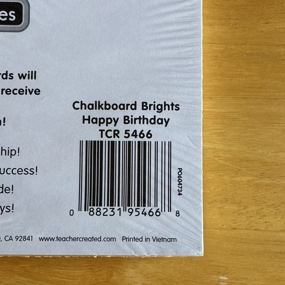Teacher Created Resources TCR 5466 Chalkboard Birthday Awards 30 Pack Lot of 2